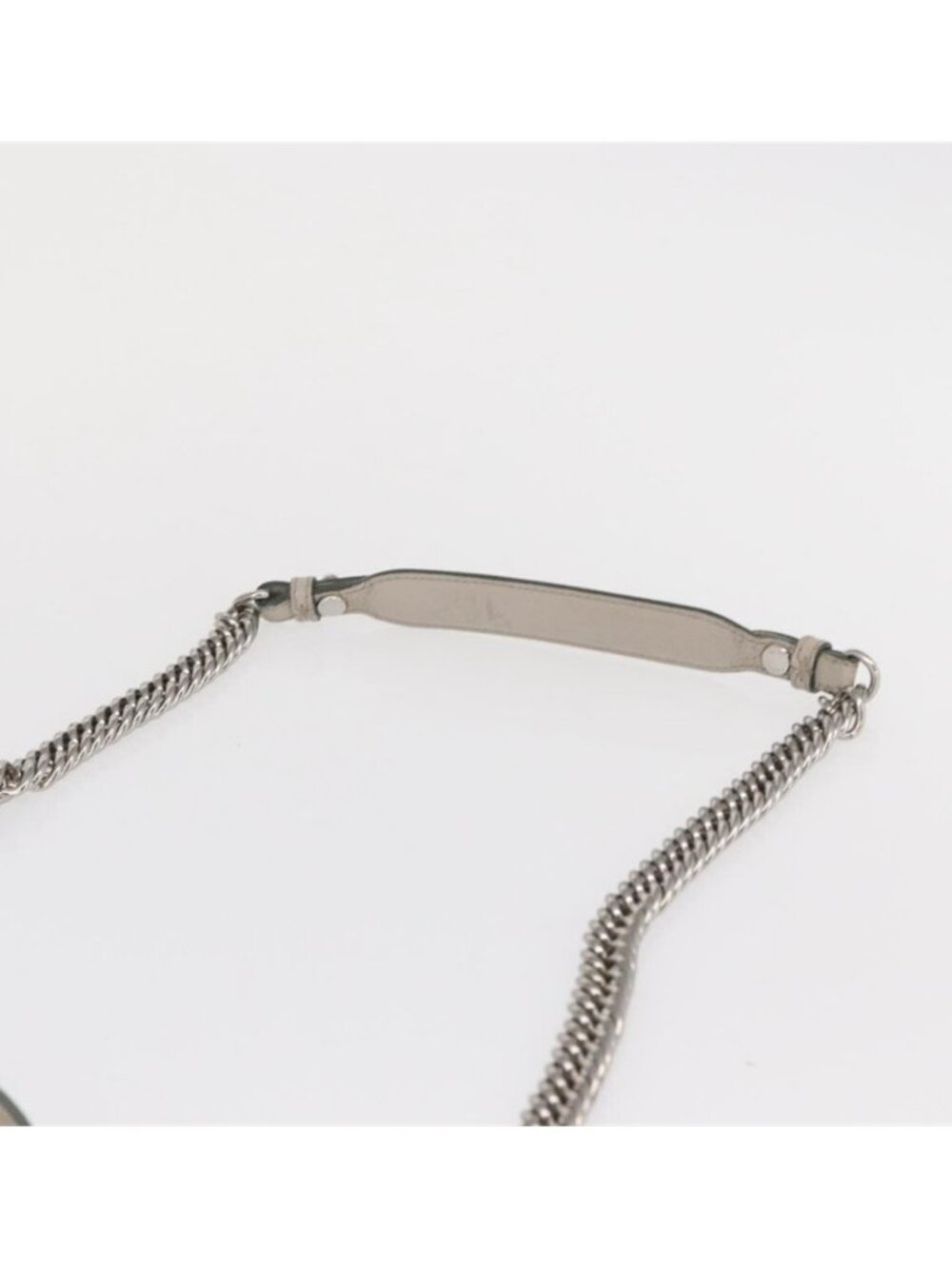 Authentic FENDI Chain Canai Shoulder Bag Leather 2way Gray Silver - Picture 4 of 16